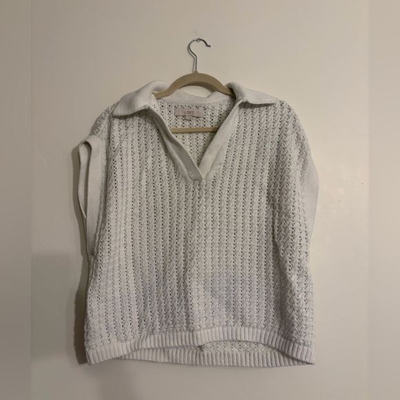 LOFT Tops - LOFT White Knit Sweater Vest Beachy Summer Light Size Medium